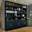 Ver imagem 1 de Estante Multiuso de Livros 6 Portas 5 Prateleiras Moderno 100% MDF 232,5CMX230CM Preto