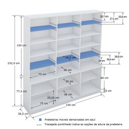 Estante de Livros 6 Portas 5 Prateleiras  Moderno - 3