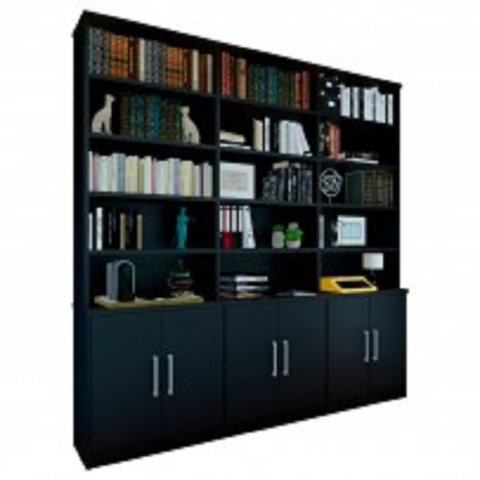 Estante de Livros Moderno MDF 230cmx232,5cm 6 Portas 5 Prateleiras