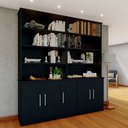 Ver imagem 1 de Estante Multiuso de Livros 5 Portas 8 Prateleiras 100% MDF 210CMX191CM Preto