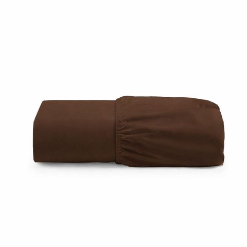 Lençol Premium Soft Avulso de Baixo Casal Padrão com Elástico Micropercal 600 Fios Marrom