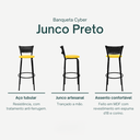 Ver imagem 3 de Banqueta para Bancada Banco Alto Junco Preto Balcão Cozinha Gourmet Bar Área de Lazer Piscina