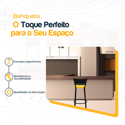 Banqueta para Bancada Banco Alto Junco Preto Balcão Cozinha Gourmet Bar Área de Lazer Piscina - 3