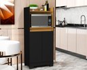 Ver imagem 2 de Balcão Multiuso Preto Moderno Aparador para Forno com 2 Portas Jt