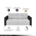 Ver imagem 3 de Sofá Living Decorativo Houston 2 Lugares 200cm Pés em Metal Linho/ Pu Cinza/ Preto G33 - Gran Belo