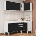 Ver imagem 2 de Armário de Cozinha Modulado de Canto Esquerdo 4 Peças Cp46 Balcão sem Tampo Branco/preto - Lumil Lum