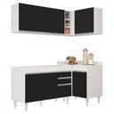Ver imagem 1 de Armário de Cozinha Modulado de Canto Esquerdo 4 Peças Cp46 Balcão sem Tampo Branco/preto - Lumil Lum
