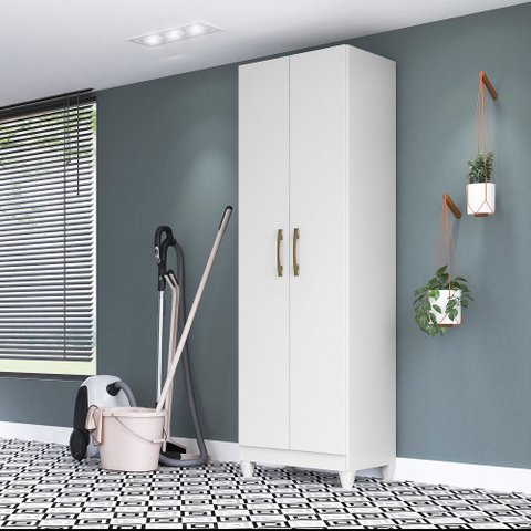 Armário Multiuso 2 Portas 4 Prateleiras New Iris Branco
