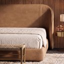 Ver imagem 5 de Cabeceira Estofada Alure para Cama Casal de 140cm Orgânica Curva Courissimo Camel - Desk Design