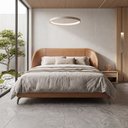 Ver mais imagens de Cabeceira Estofada Alure para Cama Casal de 140cm Orgânica Curva Courissimo Camel - Desk Design
