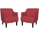 Ver imagem 1 de Kit 2 Poltronas Decorativa Alice Suede Vermelho Pés Madeira Mz Decor