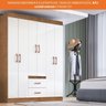 Guarda Roupa Solteiro 6 Portas 2 Gavetas Sidney Doripel Off White Nogueira - 7