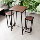 Ver imagem 1 de Conjunto Mesa Bar Bistrô Imbuia Alta Industrial Black 2 Bancos Don Castro Decor