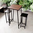 Ver imagem 2 de Conjunto Mesa Bar Bistrô Imbuia Alta Industrial Black 2 Bancos Don Castro Decor
