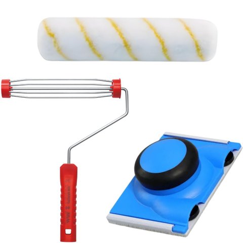 Pad Flocado Ângulo Fixo Para Recortes e Cantos Pegada Rotativa + Rolo Antigota 23cm + Suporte Garfo 