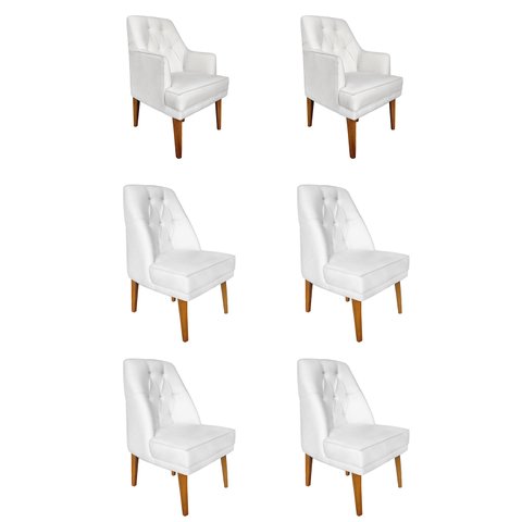 Kit 4 Cadeiras Paris + 2 Paris Retro Suede Branco Dominic Decor