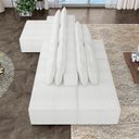 Ver imagem 1 de Sofá Ilha com Encosto e Almofadas Delta 395cm Modulado Chaise e Puffs Bouclê Off White G52 - Gran Be