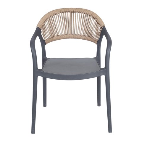 Cadeira para Jardim com Encosto Fixo Juna Cinza/Bege