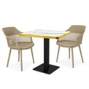 Ver imagem 1 de Conjunto Mesa de Jantar Quadrada Venezia 70x70cm Branca com 2 Cadeiras Estofadas Marcela - Nude