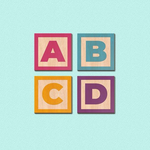 Bloquinho Abcd - Quadros ou Placas Modulares com 4 Peças
