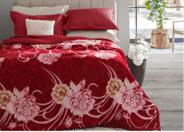 Cobertor Sherpa Dupla Face Casal 2,00 x 2,30 Vermelho Florido Sultan Realce Premium