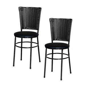 2 Cadeiras para Mesa Preta Hawai Preto Cor:preto