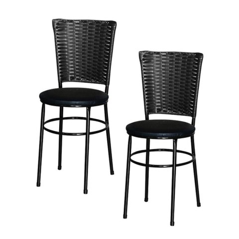 2 Cadeiras para Mesa Preta Hawai Preto Cor:preto