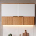 Ver imagem 2 de Armario Aereo 5 Portas 120 cm MDF Bari Freijo Off Acetinado Poliman