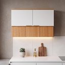 Ver imagem 5 de Armario Aereo 5 Portas 120 cm MDF Bari Freijo Off Acetinado Poliman