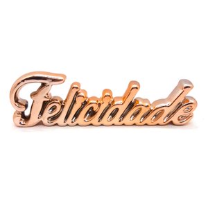 Palavra Felicidade Cerâmica Decorativa Enfeite Sala Rosé