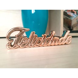 Palavra Felicidade Cerâmica Decorativa Enfeite Sala Rosé - 4