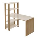 Ver imagem 3 de Escrivaninha Mesa Escritório com Estante Match 4 Prateleiras 120cm Off White e Carvalho Marrom