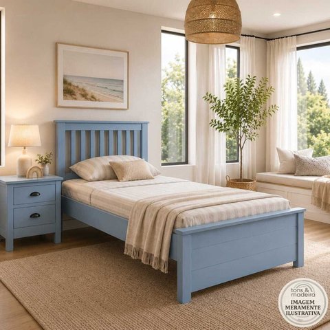 Cama de Solteiro de Madeira Maciça Ecoconfort