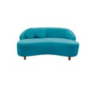 Ver imagem 3 de Namoradeira Sofá Feijão Cancún 130cm Orgânica Veludo Azul Turquesa