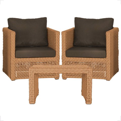 Mesa Centro e 2 Poltronas Madri Corda Náutica Estofado 9 Trama Original