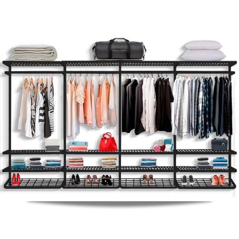 Guarda Roupa Closet Aramado sem Portas CLR285 - 3,70m - Preto