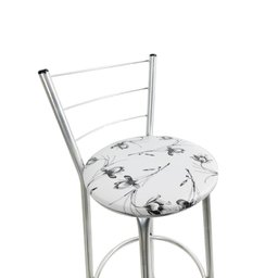Kit 2 Banqueta Alta Prata Cozinha Gourmet Americana Balcão:branco Floral - 3