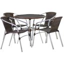 Ver imagem 1 de Jogo 4 Cadeiras Alumínio e Mesa Tampo Tramado Fibra Sintética para Jardim Piscina Varanda Floripa