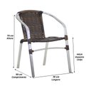 Ver imagem 2 de Jogo 4 Cadeiras Alumínio e Mesa Tampo Tramado Fibra Sintética para Jardim Piscina Varanda Floripa