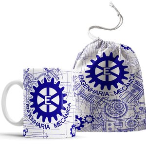 Caneca Engenharia Mecânica com Saquinho