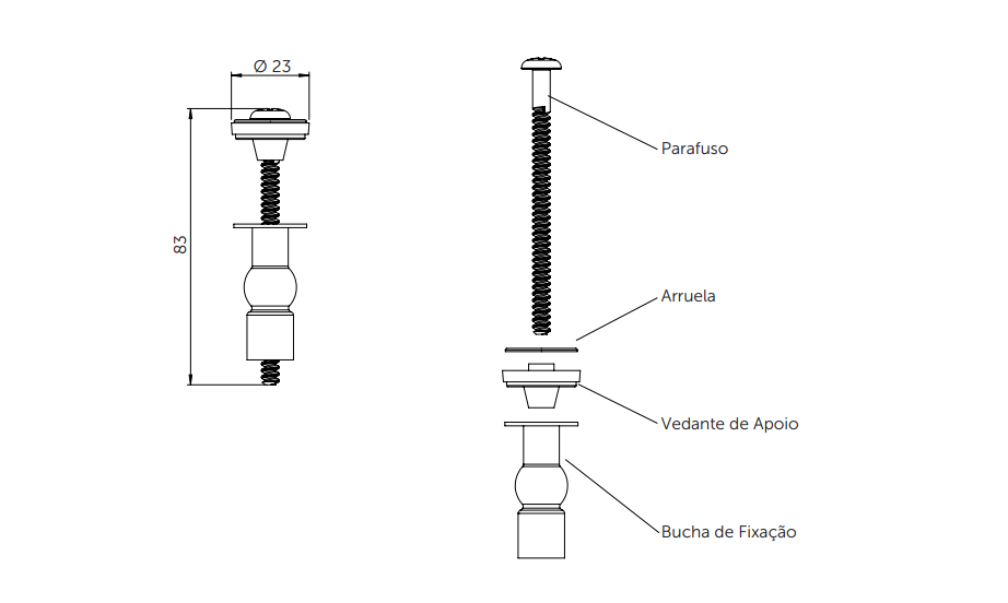 5un Kit Parafuso Fixador Aço Inox Assento Sanitario Blukit - 2