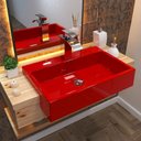 Ver imagem 2 de Cuba Pia Semi Encaixe para Banheiro Retangular 54cm XRT C08 Vermelho - Mpozenato