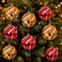Ver imagem 5 de Bolas para Árvore de Natal Decoração Mista Glitter Vermelho e Dourado Plástico Kit 16PÇS