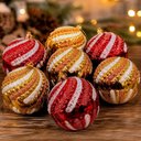 Ver imagem 3 de Bolas para Árvore de Natal Decoração Mista Glitter Vermelho e Dourado Plástico Kit 16PÇS