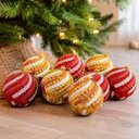 Ver imagem 1 de Bolas para Árvore de Natal Decoração Mista Glitter Vermelho e Dourado Plástico Kit 16PÇS