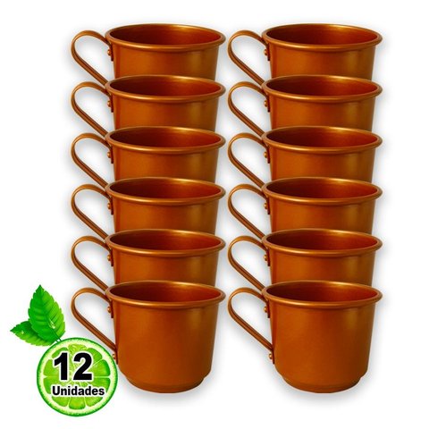 Kit 12 Caneca Moscow Mule Alumínio com Pintura Cor Cobre 370ml