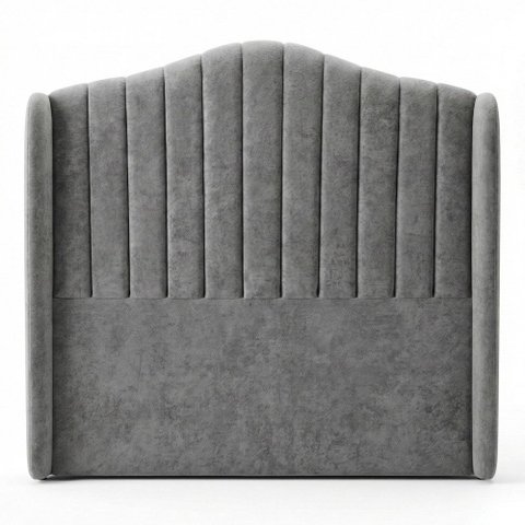 Cabeceira Estofada Cama Box Casal Padrão Arya 140cm Moderna Premium Bouclê Cinza Escuro - Desk Desig