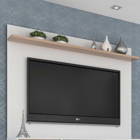 Painel Benevello 50" com Prateleira Mdp Branco com Siena