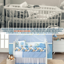 Ver imagem 4 de Kit Berço Safari Menino 11 Peças Estampado de Bichinhos + Naninha:azul