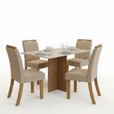 Ver imagem 5 de Conjunto Sala de Jantar Layla Max 4 Lugares Tampo MDF Cadeiras Estofadas Off White 120cm Casa 812